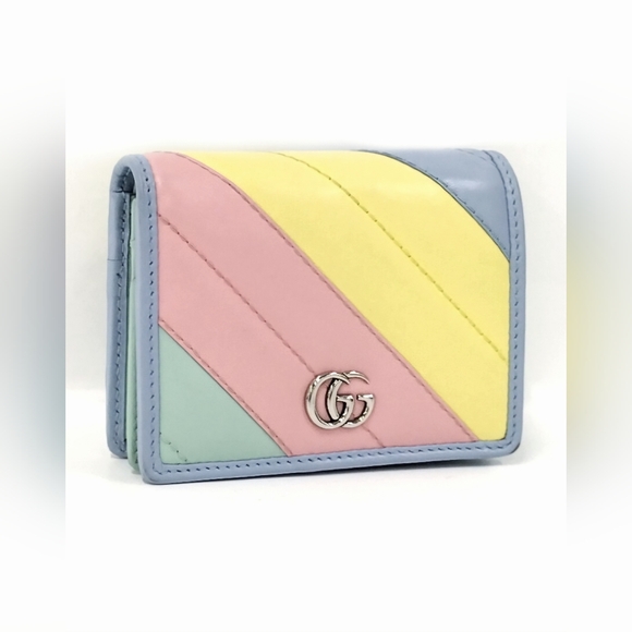 Gucci Multicolor Pastel GG Marmont Compact Wallet - Picture 1 of 13